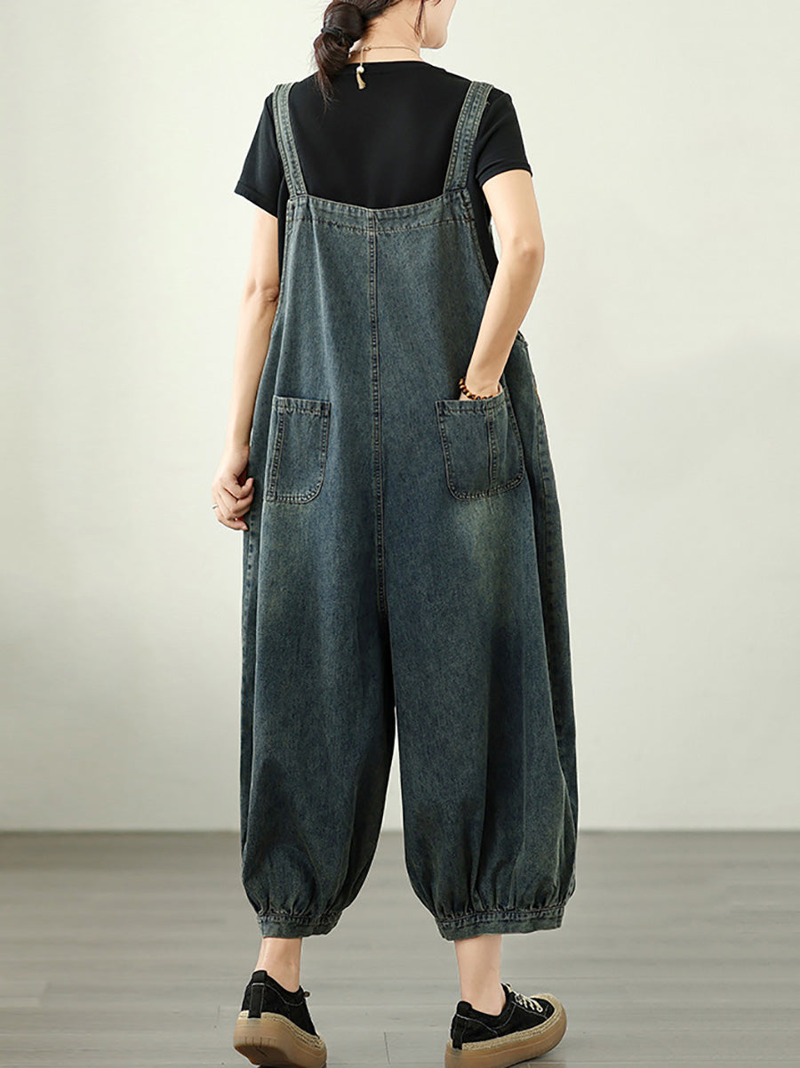 Jumpsuits Summer Worn Stripe Denim Women Loose FashionChic