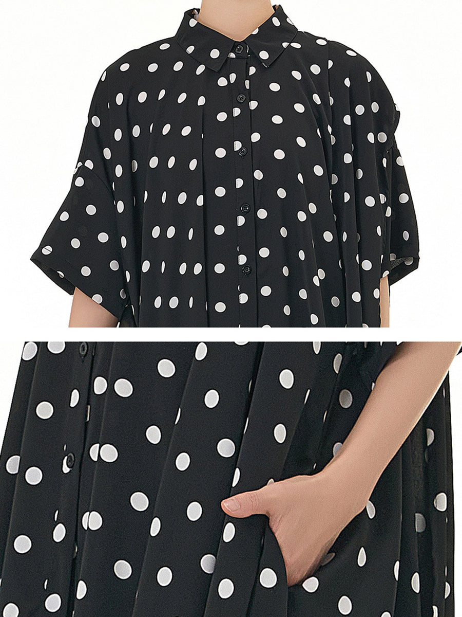 Women Casual Summer Dot Irregular Hem Loose Shirt KL1002 Ada Fashion