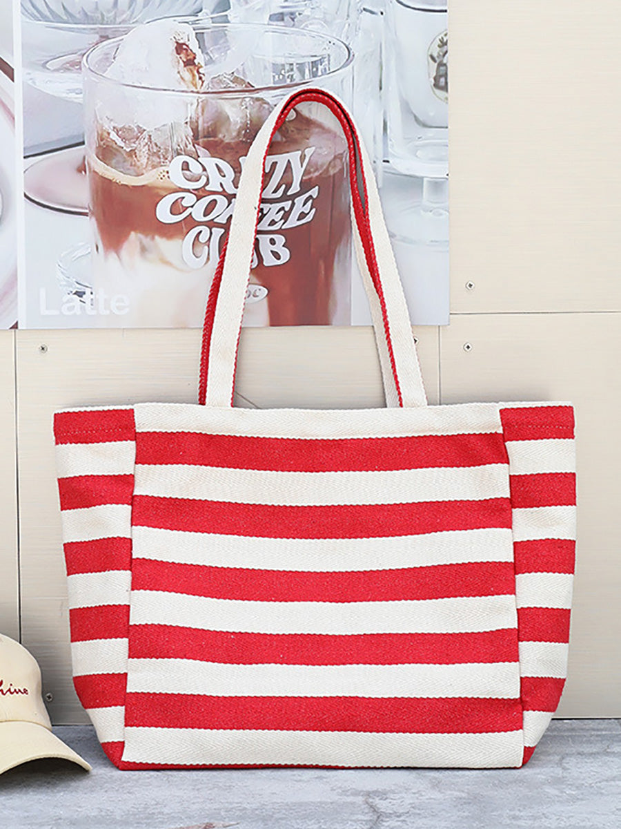 Women Casual Stripe Canvas Large Capacity Shoulder Bag CX044 LCPJ