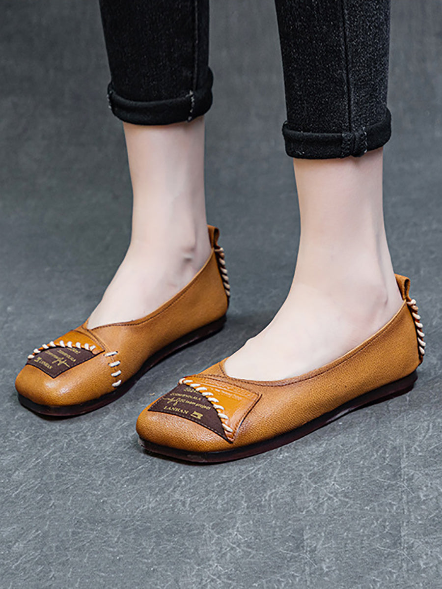 Women Artsy Colorblock Soft Leather Flat Shoes KL1024 Ada Fashion