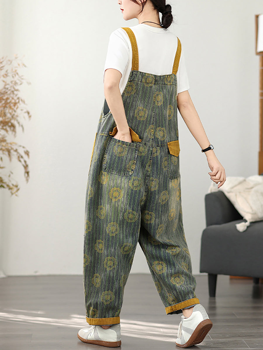 Fashion Denim Summer Stripe Flower Women Jumpsuits FashionChic