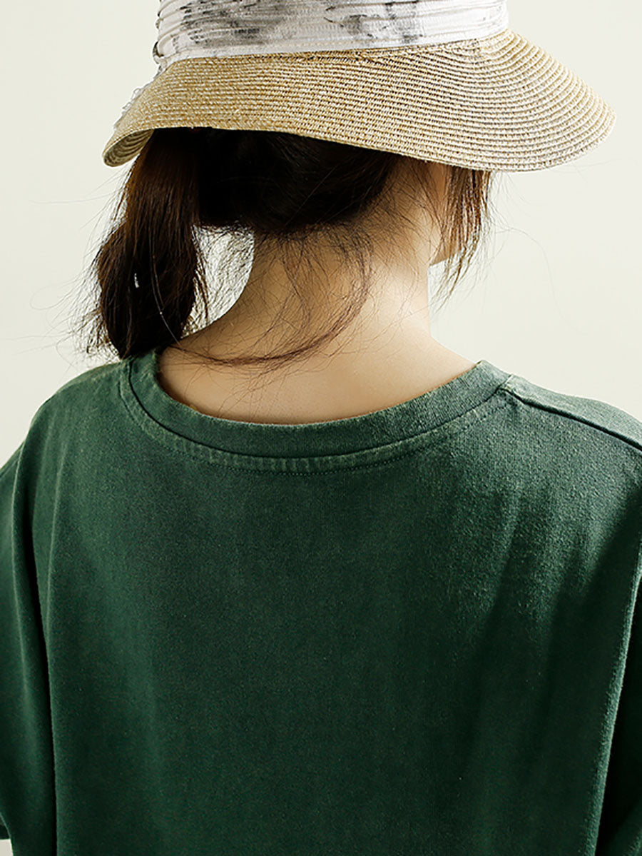 Women Casual Autumn Flower O-Neck Cotton Blouse AT1002 QYZY