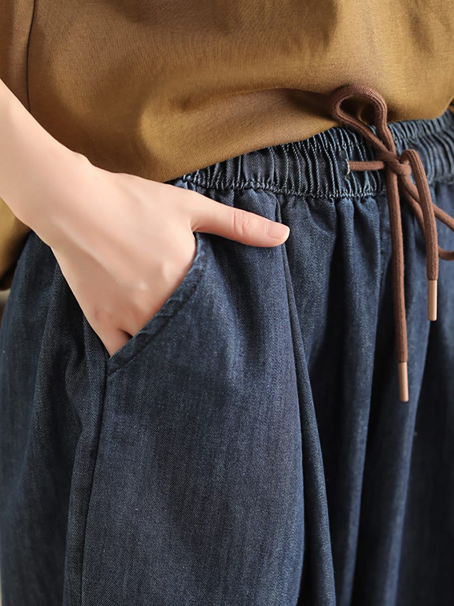 Women Summer Casual Solid Denim Loose Harem Pants FD003 ZMMM