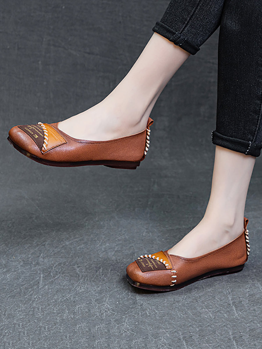 Women Artsy Colorblock Soft Leather Flat Shoes KL1024 Ada Fashion