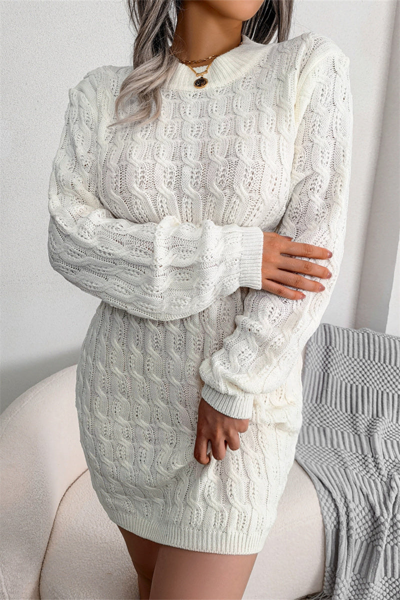 Fashion Casual Solid Patchwork O Neck Long Sleeve Dresses Furdela