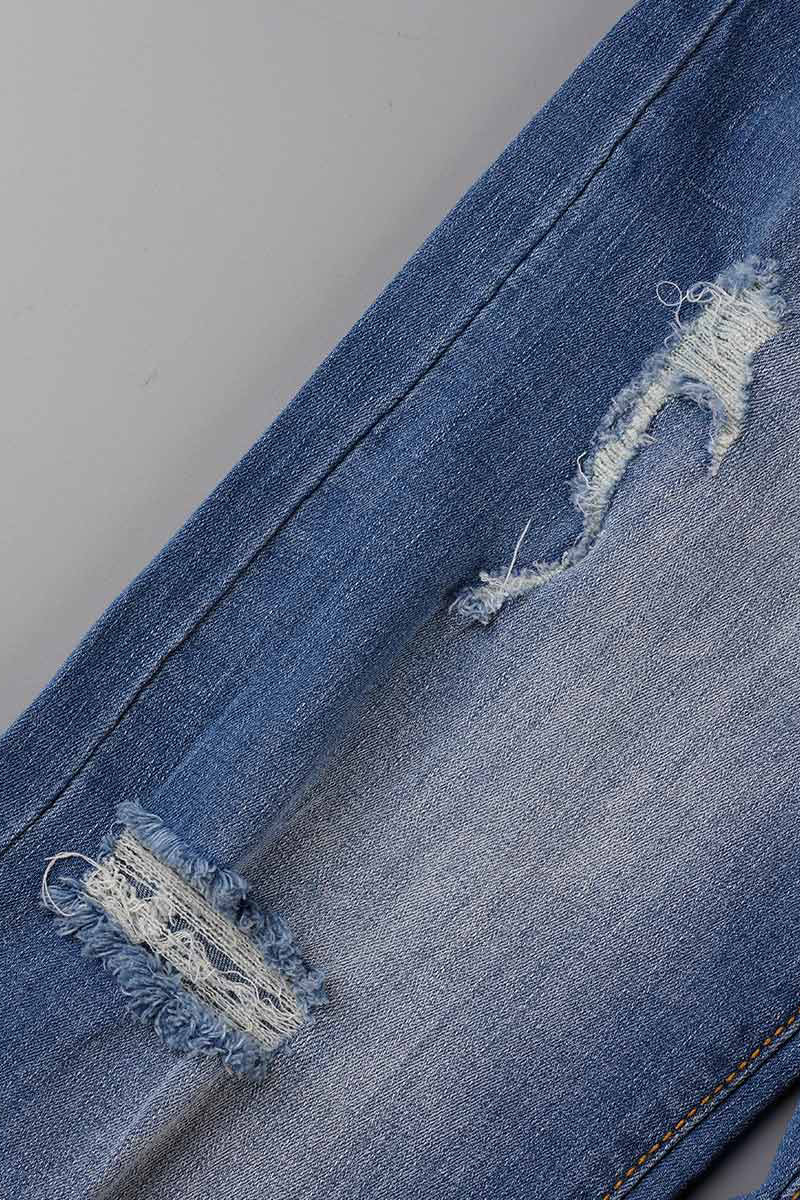 Casual Street Patchwork Ripped Straight Denim Jeans(4 Colors) Furdela
