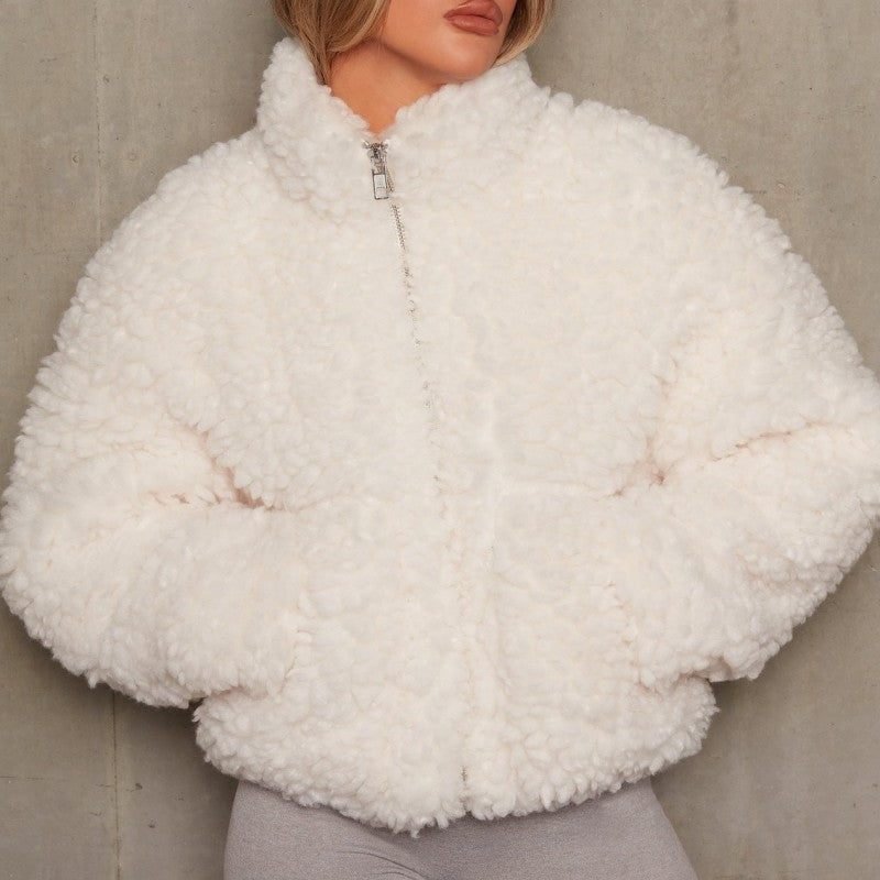 Casual Solid Patchwork Basic Zipper Collar Outerwear GJ0017 Furdela