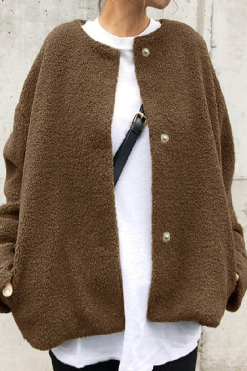 Casual Solid Pocket O Neck Outerwear YE9864