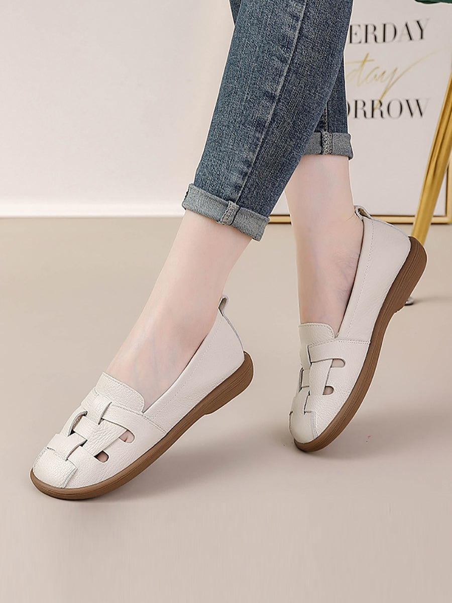Women Summer Vintage Leather Soft Weave Flat Shoes AS1018 Ada Fashion
