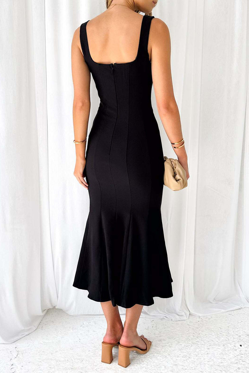 Celebrities Elegant Solid Patchwork U Neck Trumpet Mermaid Dresses RE5226 Furdela