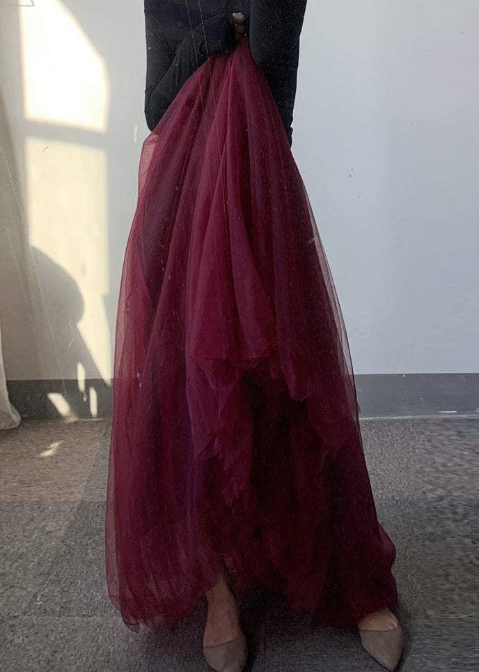 Maxi Waist Tulle Mulberry Modern Elastic Skirt FashionChic