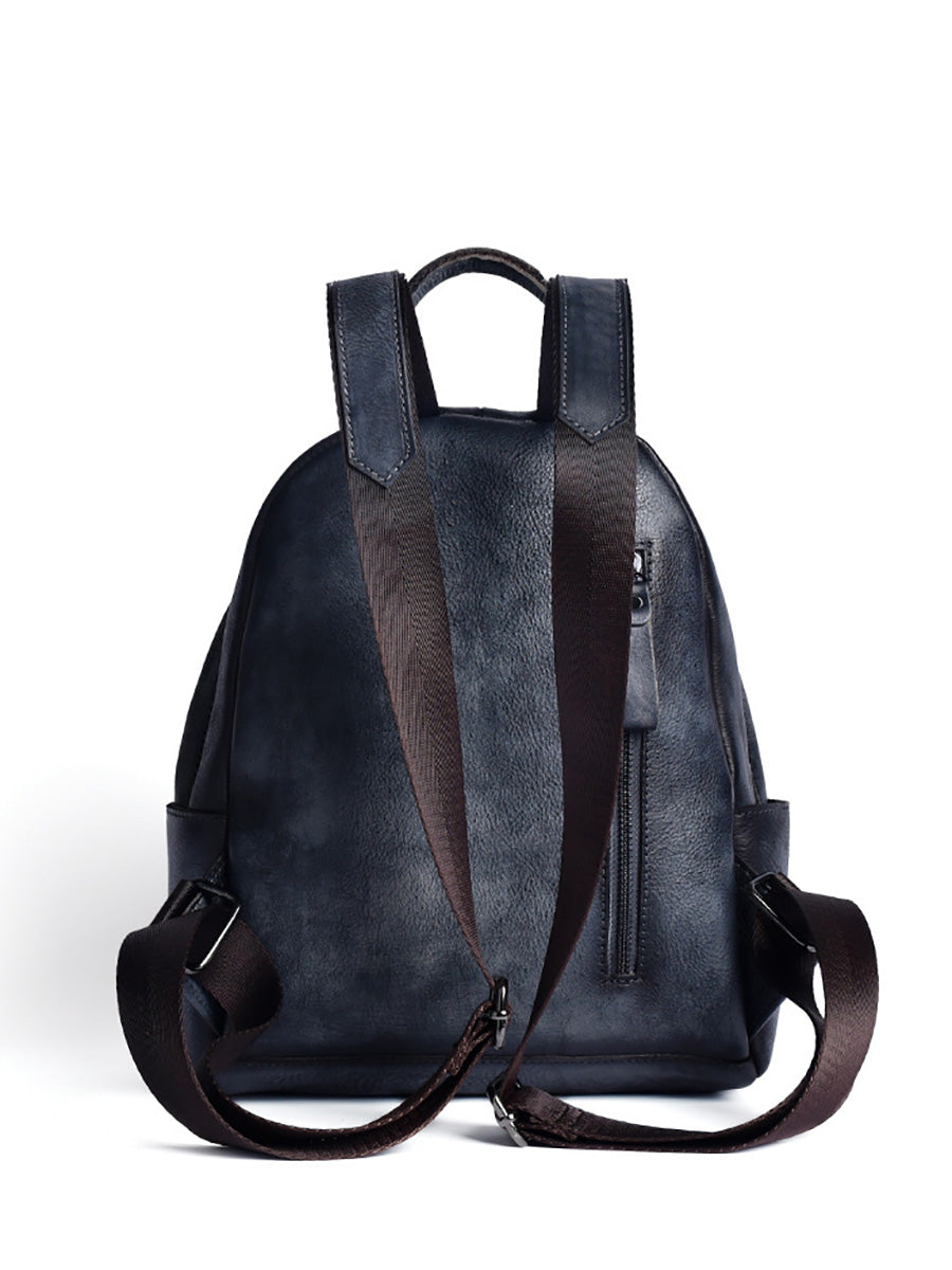 Women Retro Leather Zipper Large Capacity Backpack AH1079 AMRMY