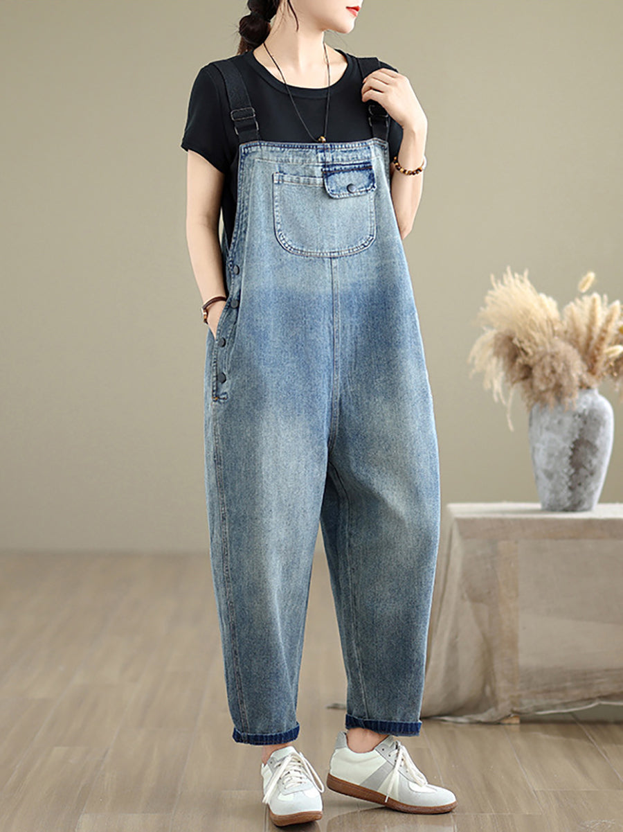 Denim Women Jumpsuits Loose Color Summer Casual Pure FashionChic
