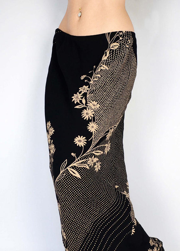 Art Low Waist Skirts Print Spring Holiday Black FashionChic