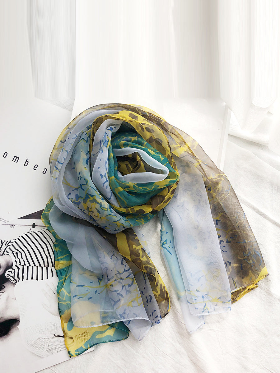 Women Colorblock Print Travel Shawl Scarf SC1037 Ada Fashion
