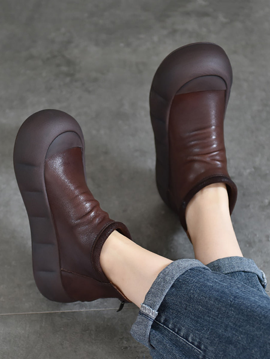 Women Vintage Autumn Soft Leather Platform Boots AS1017 TZTJ