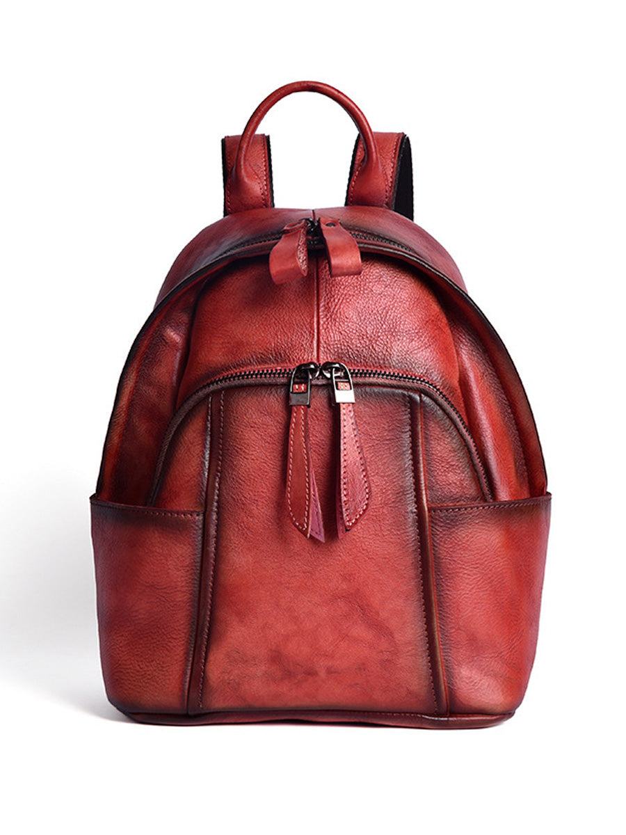 Women Retro Leather Zipper Large Capacity Backpack AH1079 AMRMY