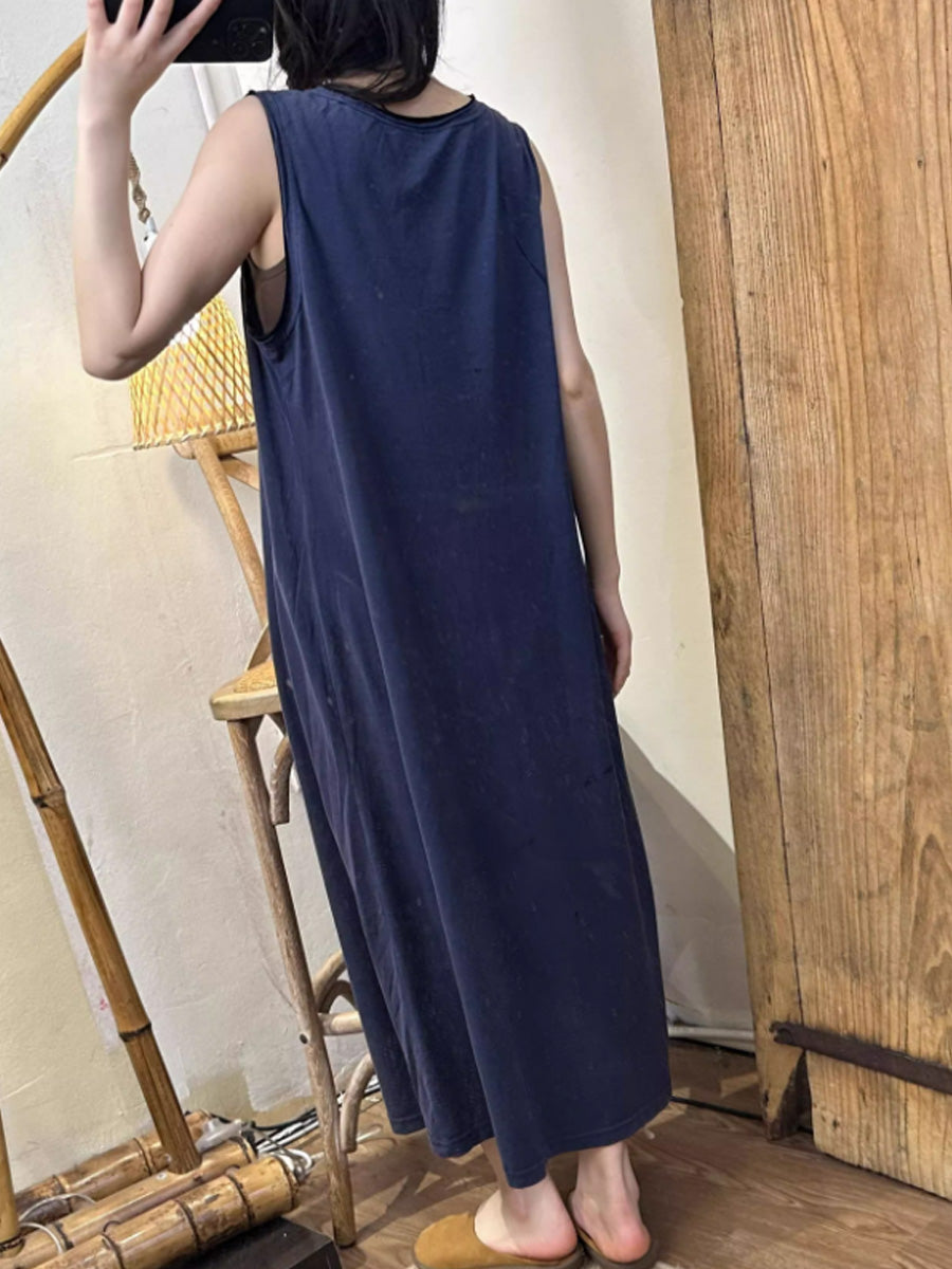 Women Summer CasuaL Solid Patch Spliced Vest Dress QW1021 Ada Fashion