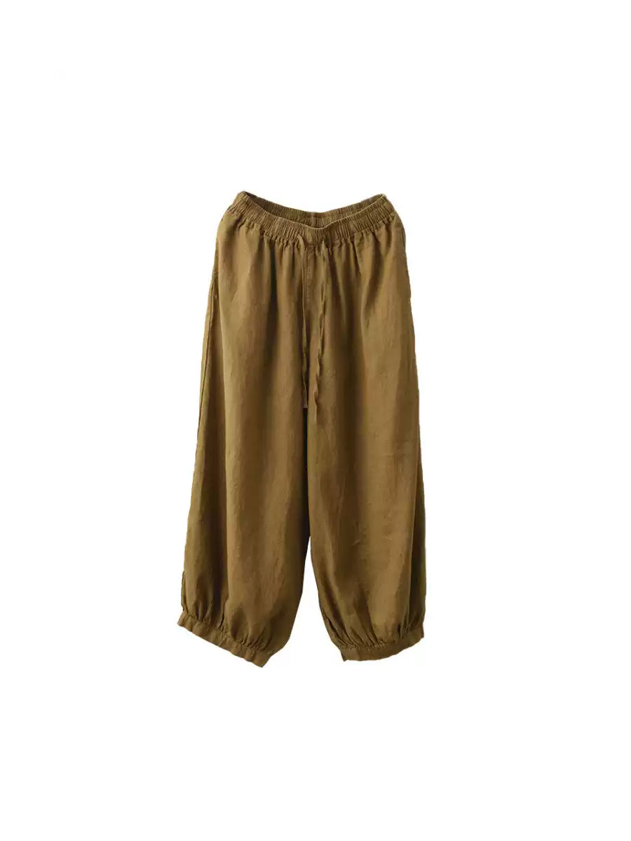 Summer Color 100%Linen Women Pure Harem Casual Pants FashionChic