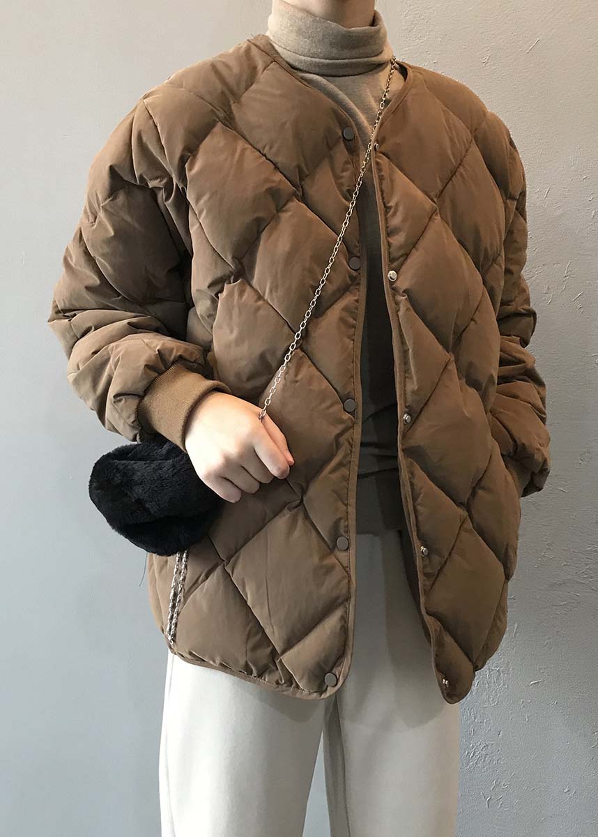 Stylish Khaki Pockets Fine Cotton Filled Parka Jacket Winter AF1075 HS-DJK240914
