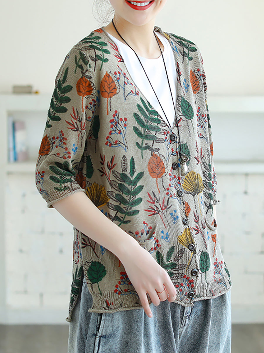Plus Size Printed Half Sleeve Women Knitted Shirt WE1032 Ada Fashion