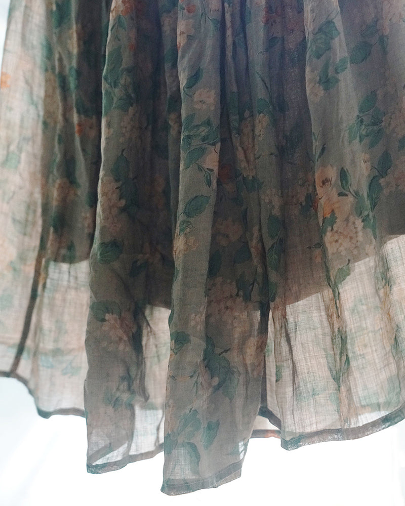 Women Floral Ramie Casual Summer Skirt HH031 MH