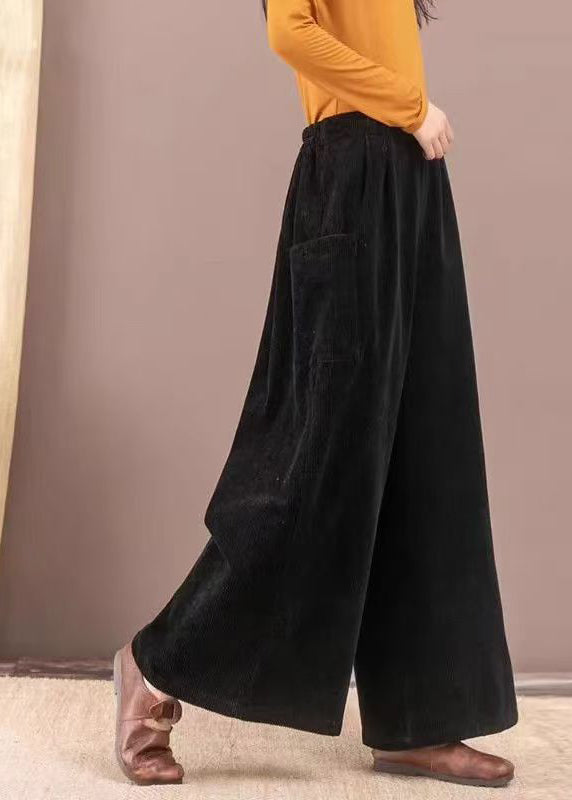 2024 New Brown Pockets Corduroy Warm Fleece Wide Leg Pants Winter RU007 ABC