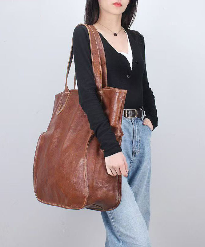 2024 New Large Capacity Brown Cowhide Satchel Bag Handbag MM074 Bag-BGS240620