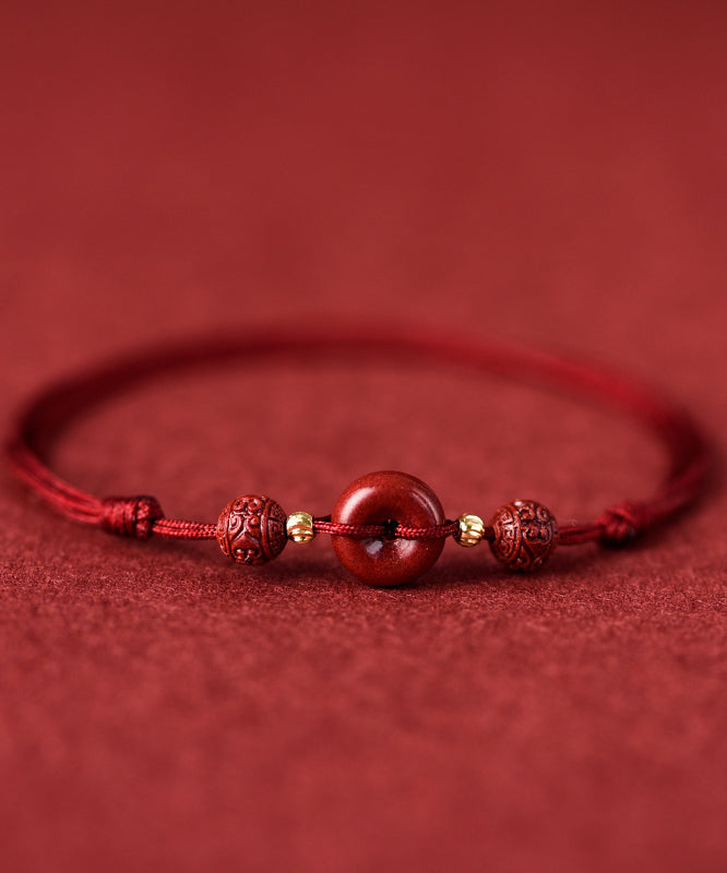 2024 New Red Hand Woven Cinnabar Ping Buckle Adjustable Anklet ZZ082 JEW-ANK240613