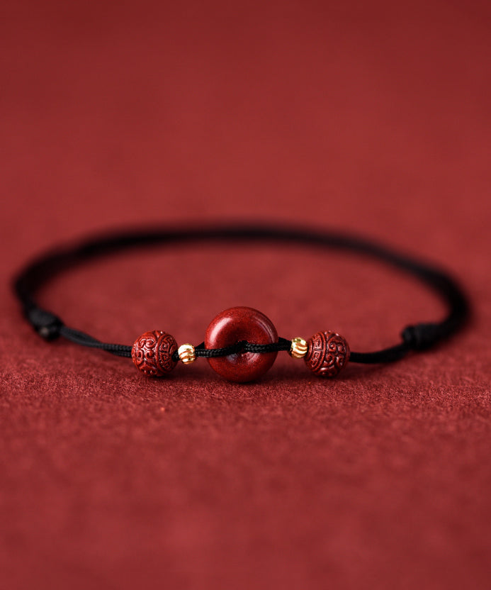 2024 New Red Hand Woven Cinnabar Ping Buckle Adjustable Anklet ZZ082 JEW-ANK240613