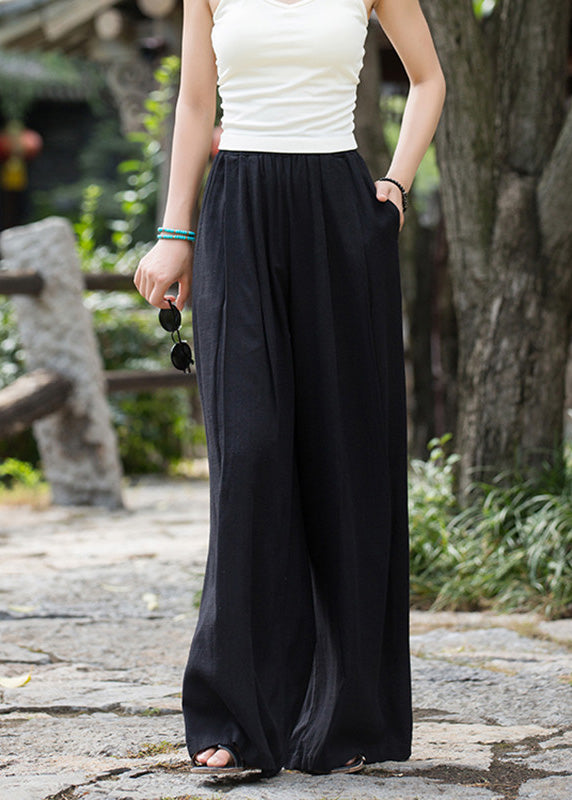 2024 Summer New Elastic Waist Linen Loose Wide Leg Pants LK036 GK-LPTS240710