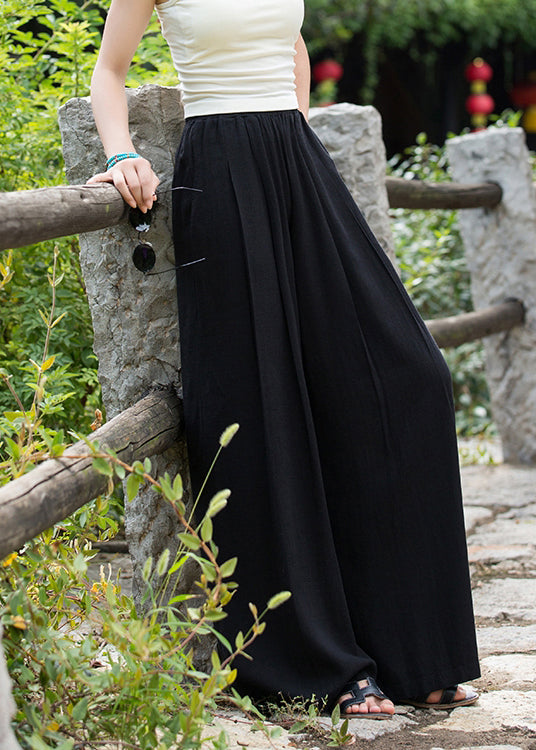 2024 Summer New Elastic Waist Linen Loose Wide Leg Pants LK036 GK-LPTS240710
