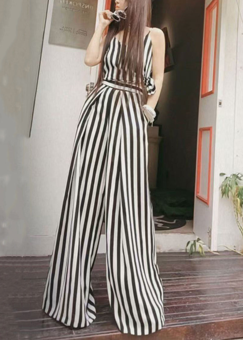 2024 Summer New Thin Black White Striped Wide Leg Pants ZL004 SH-LF-LPTS240621
