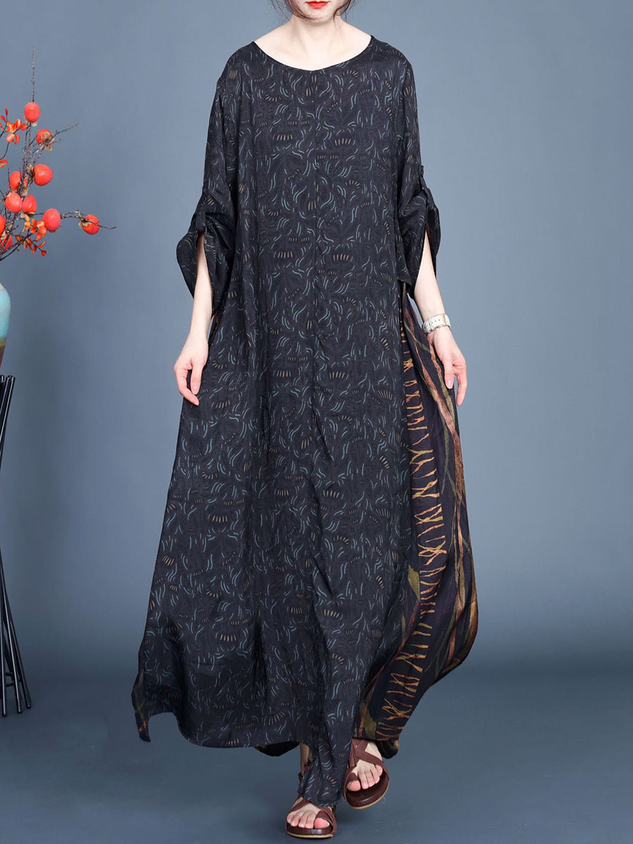 Women Artsy Floral Spliced Spring Maxi Dress CO1005 Ada Fashion