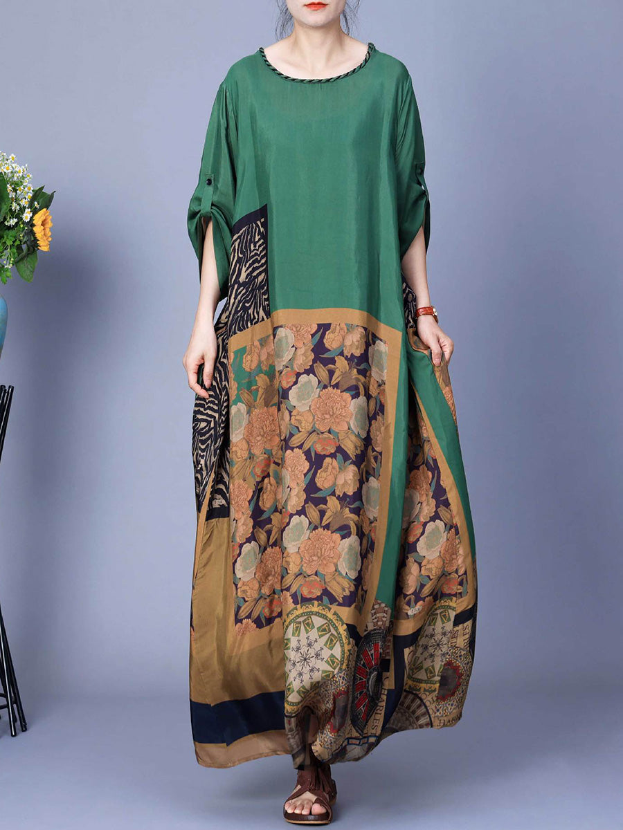 Women Spring Spliced Vintage Maxi Dress CO1026 Ada Fashion
