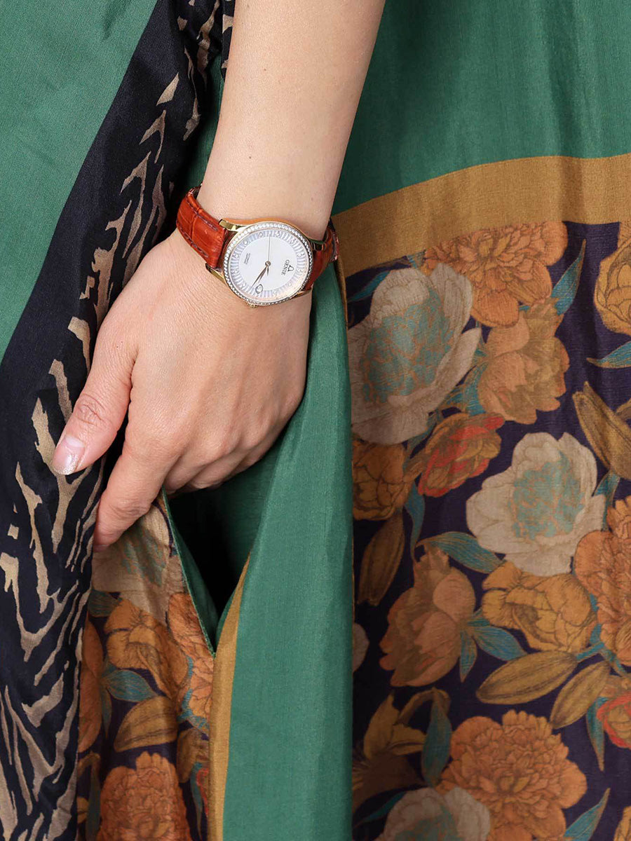 Women Spring Spliced Vintage Maxi Dress CO1026 Ada Fashion