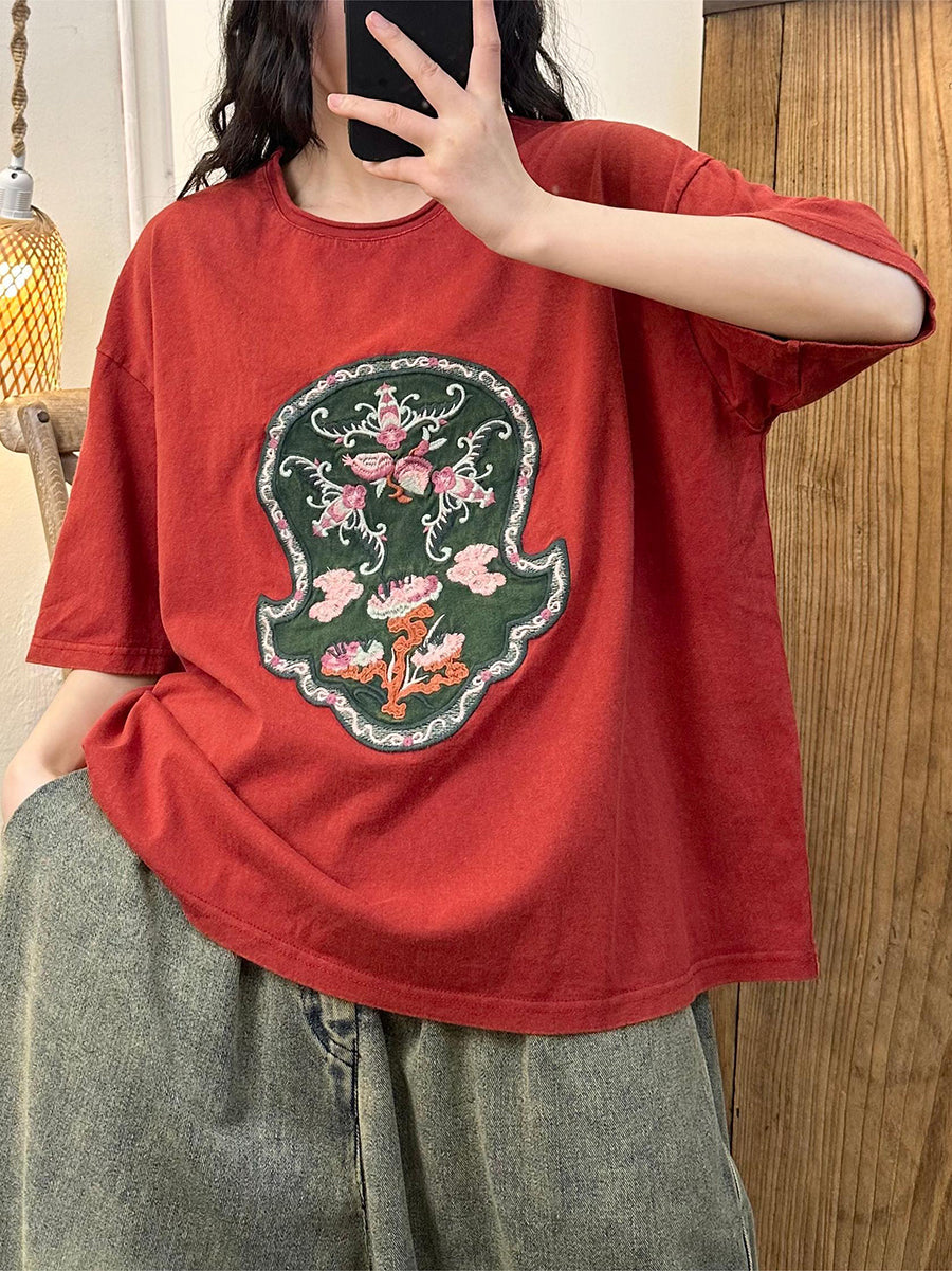 Women Casual Summer Embroidery Spliced Cotton Shirt KL1001 Ada Fashion