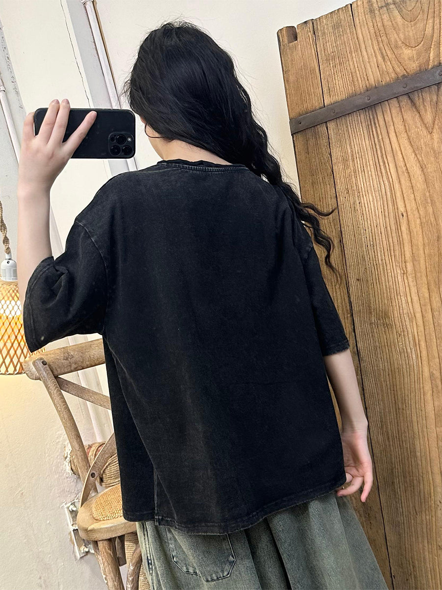 Women Casual Summer Embroidery Spliced Cotton Shirt KL1001 Ada Fashion