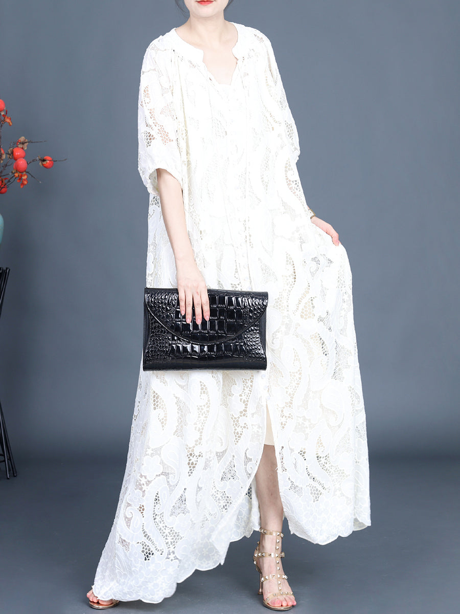 Women Summer Artsy Cutout Lace Maxi Dress LL059 ZSLS