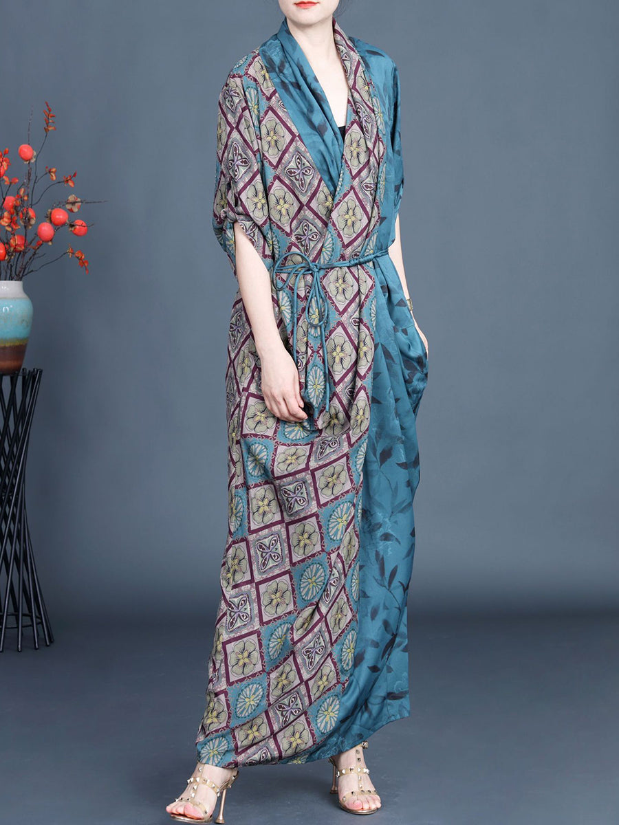 Women Vintage Summer Rhomboids Spliced Irregular Dress XX1059 Ada Fashion