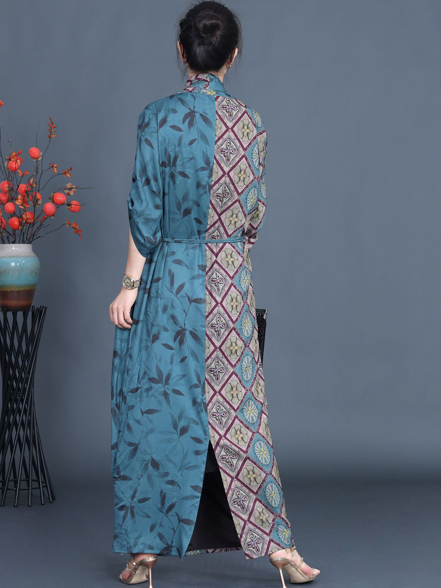 Women Vintage Summer Rhomboids Spliced Irregular Dress XX1059 Ada Fashion