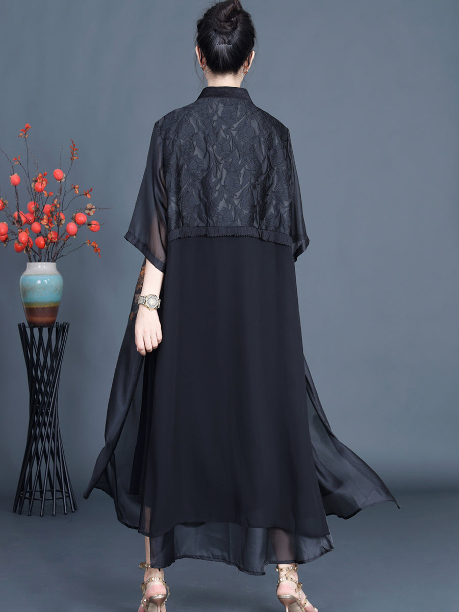 Women Vintage Summer Flower Spliced Jacquard Outwear XX1004 Ada Fashion