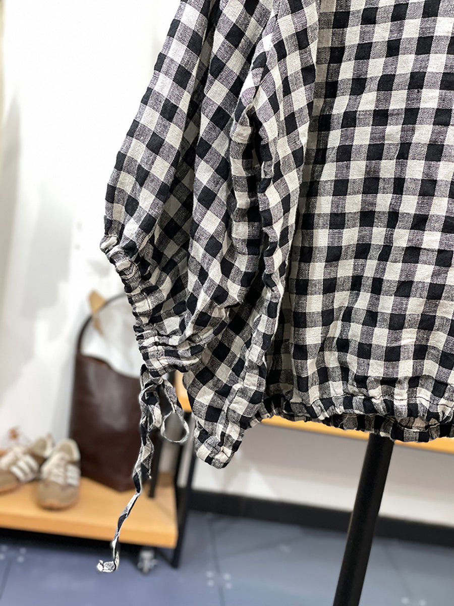 Plus Size Women Casual Plaid Strap 100%Cotton Shirt AA1053 Ada Fashion