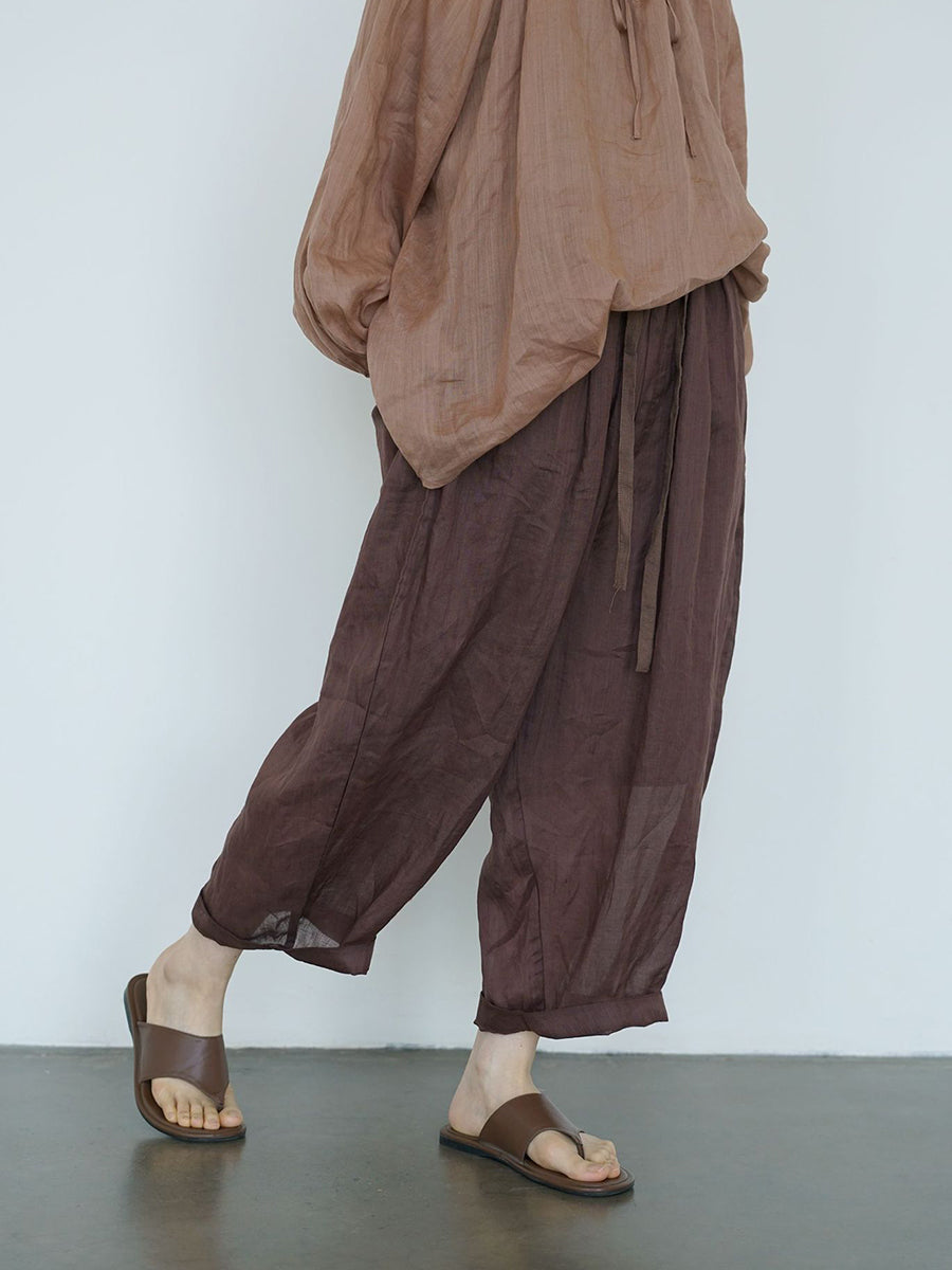 Women Summer Casual Solid Thin Ramie Harem Pants II1012 MH