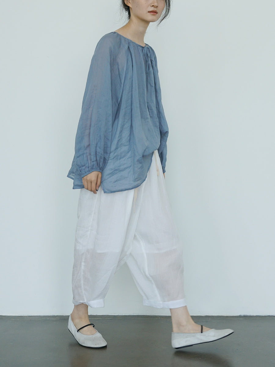 Women Summer Casual Solid Thin Ramie Harem Pants II1012 MH