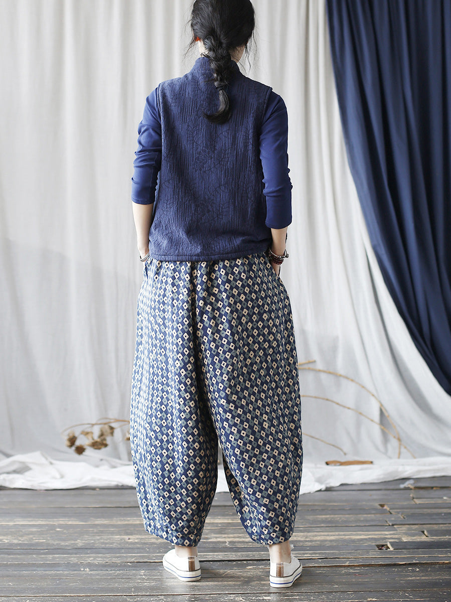 Women Autumn Artsy Lattice Cotton Harem Pants AH1035 BUYKUD