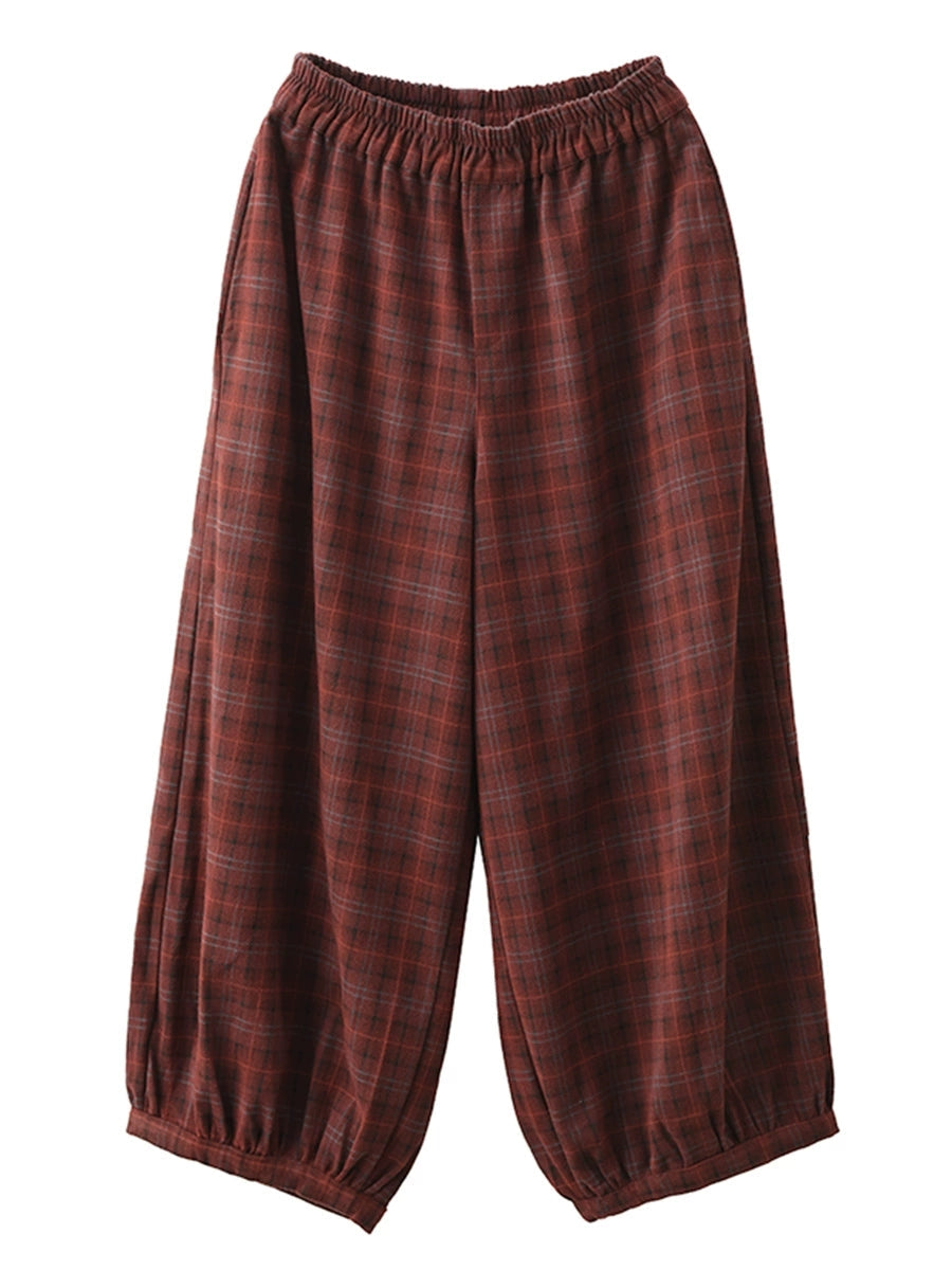 Women Autumn Casual Plaid Warm Harem Pants AH1042 LN