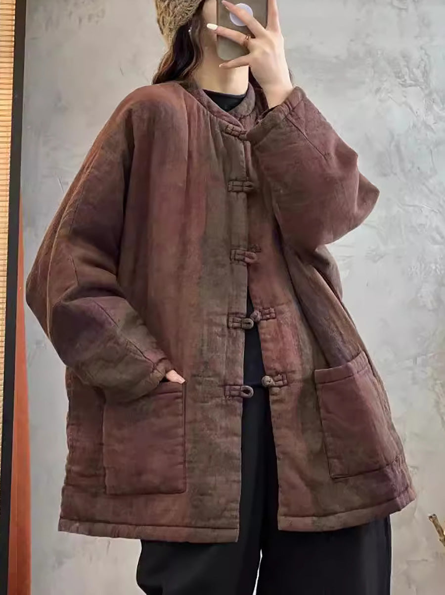 Women Autumn Vintage Flower Cotton Linen O-Neck Coat AX1003 Genistyle Shop