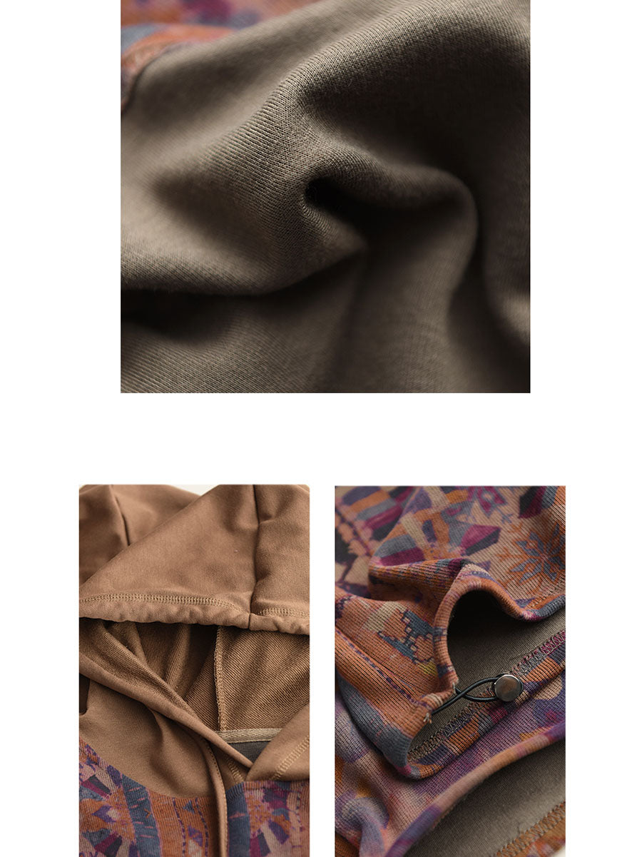 Women Casual Autumn Flower Hooded Cotton Sweatshirt WG021 ZMMM