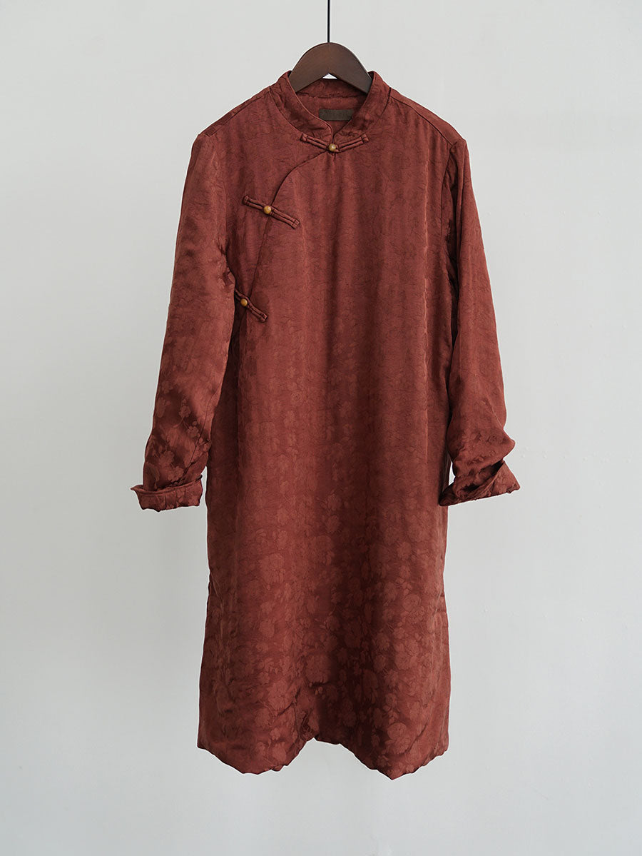 Women Vintage Autumn Flower Jacquard Robe Dress AV1070 Genistyle Shop